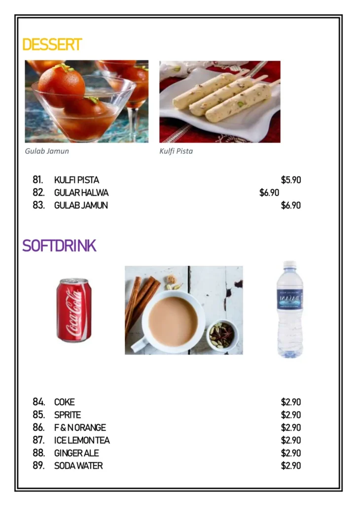 DELHI 6 SOFT DESSERTS MENU
