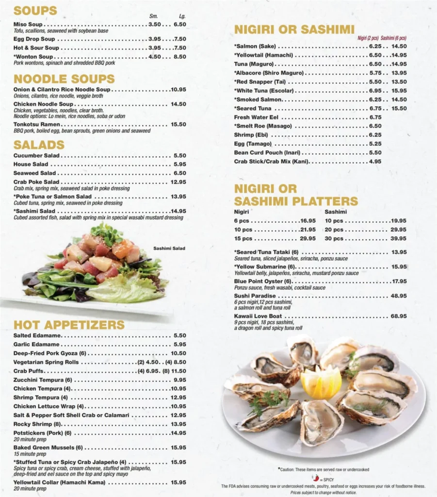 KAWAII SUSHI SINGAPORE MENU