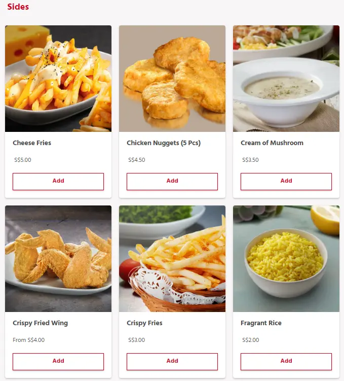 TENDERBEST SIDES & EXTRAS MENU