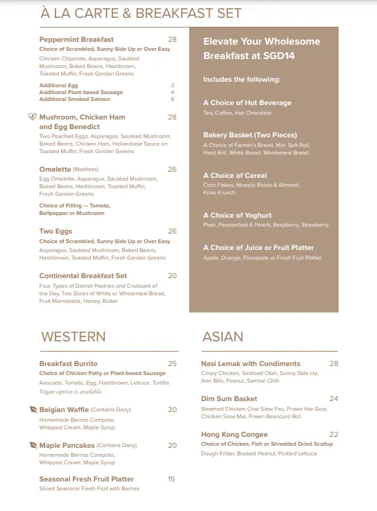 PEPPERMINT BREAKFAST BUFFET MENU PRICES